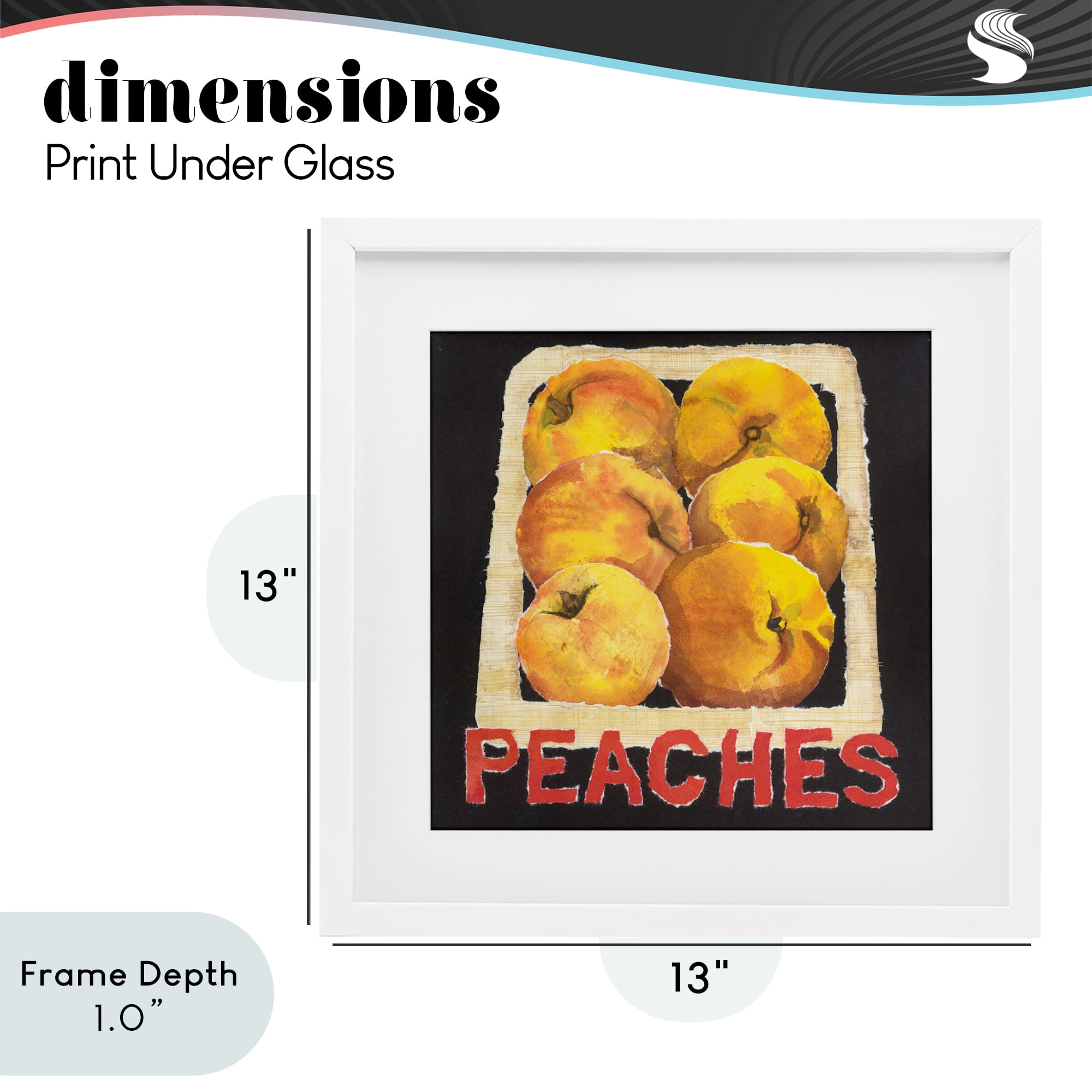 Stupell Industries Collaged Garden Peaches White Framed Print Under Glass, design by Nancy Overton