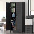 thumbnail image 7 of Marcree 73" Broom Closet Storage Cabinet, Metal Garage Storage Cabinet with 2 Doors & Pegboard, Utility Cabinet with Hanging Rod, Tool Cabinet for Garage, Laundry Room, Home Office, 7 of 7