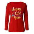thumbnail image 3 of Kayannuo Fall Tee Shirts for Women Letter Graphic Print Round Neck Long Sleeve Ladies Tops and Blouses Casual Women's 2021 Happy New Years Print O Neck T-shirt Long Sleeve Casual Blouse Top, 3 of 5