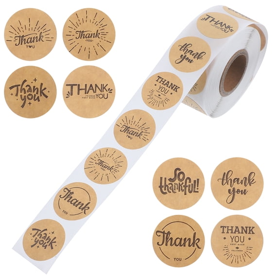 OUNONA 1 Roll Thank You Sticker Business Stickers Thank You Stickers For Packaging 500 Stickers/roll