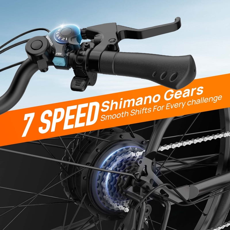 Electric Bike for Adults 26" Step-Through, Electric Commuter Bikes with 48V10.4Ah Removable Battery, 750W Peak Motor, Electric Cruiser Bike with 60-Mile Max & 20MPH, Front Suspension &7-Speed-BLACK