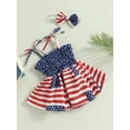 thumbnail image 2 of Bagilaanoe Baby Girls Independence Day Outfits 0-24M 4th of July Romper Dress Infant Star Striped Print Sleeveless Bodysuits with Headband Clothes, 2 of 7