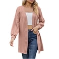 thumbnail image 2 of CALAFEBILA Ladies Loose Front Open Solid Long Sleeve Lightweight Cardigan Club Sweater for Women 2025, 2 of 6