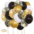 thumbnail image 1 of Jinsinto Black Gold Confetti Balloons 50 pack - 12 Inch Gold White and Black Confetti Balloons with Ribbons for Graduation Birthday Wedding Party Decorations, 1 of 5