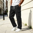thumbnail image 2 of Frostluinai Mens Fleece Line Sweatpants Cargo Joggers Open Bottom Track Pants Solid Lightweight Running Outdoor Sweat Pant with Pocket S-3XL, 2 of 10
