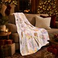 thumbnail image 3 of Whimsical Watercolor Horse Floral Bouquet Collage, Rustic Farmhouse Horse Scene, Warm Flannel Blanket for Ranch House and Living Room, Horse Lovers Valentine's Day Gift, Rustic Home Decor, 3 of 9