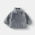 thumbnail image 2 of SGMVNU Boys Girls Sherpa Coats for Winter Autumn, Long Sleeve Full Zip Kids Jacket with Pockets, Full Zipper Warm Coats for Kids, Grey, 12-18 Months, 2 of 9
