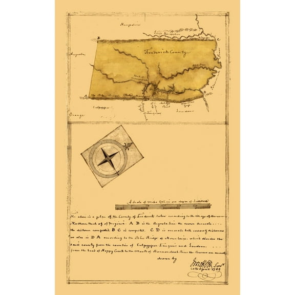 Historic County Map - Frederick County Virginia - Roffers 1796 - 23 x 36.62 - Vintage Wall Art