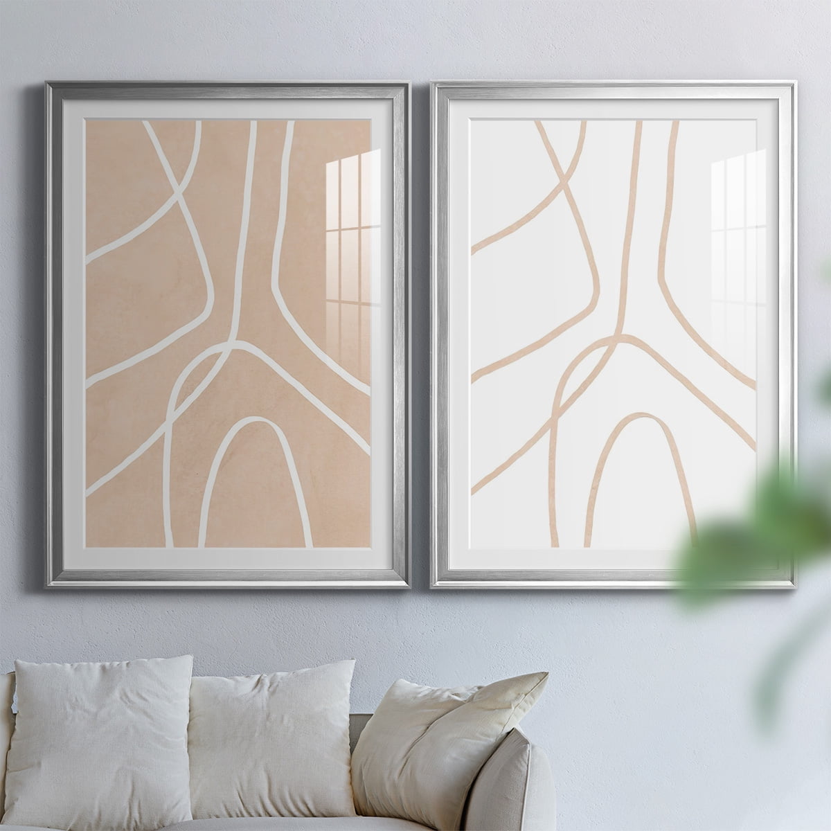 Wexford Home Clean Contour III Premium Framed Print, 18.5" x 24.5" - Ready to Hang, Silver (Set of 2)