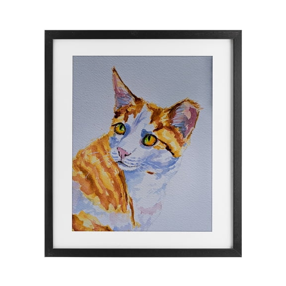 Stupell Industries Traditional Orange Cat Expression Black Framed Print Under Glass, 13 x 16, by Tatiana Roberts