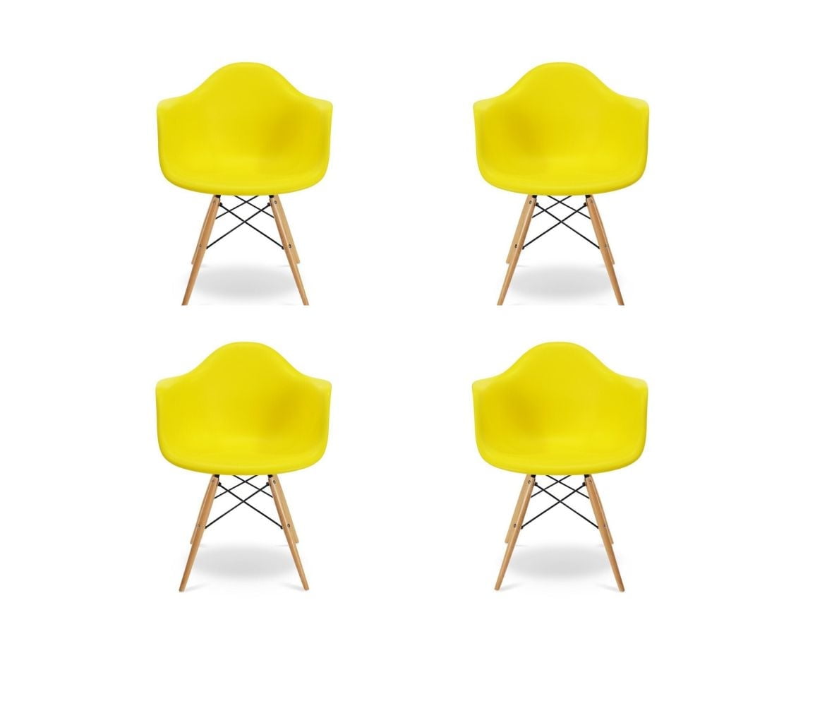 Chaise seau Eiffel pour enfant de couleur jaune - Lot de 4