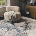 thumbnail image 3 of Hauteloom Marble Swirl Collection Abstract Coastal Living Room Bedroom Dining Room Round Area Rug - Modern Contemporary Bohemian - Grey, Blue, Mustard - 7'10" Round, 3 of 12