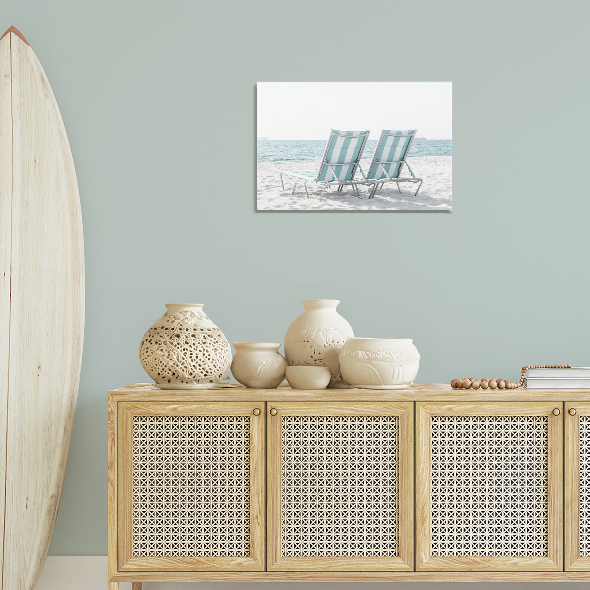 Stupell Industries Blue Beach Chairs Pair Nautical & Beach Photography Wrapped Canvas Art Print Wall Art, 24 x 16