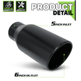 thumbnail image 3 of Magshion 5" Inlet 6" Outlet Stainless Steel 15" Exhaust Muffler Tip Straight-Through Round Diagonal Cut Black Roll Tip, 3 of 10