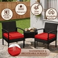 thumbnail image 4 of Tappio Outdoor Furniture 3 Piece Patio Bistro Furniture Set, Rattan Conversation Chairs Set with Side Table and Cushions, Patio Furniture Sets for Balcony Garden Porch, Red, 4 of 8