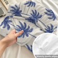 thumbnail image 4 of King Size Fitted Sheet Set - Navy Blue Palm Trees 3 Piece Bedding Sets 16" Deep Pocket Fitted Sheet with 2 Pillowcases, Tropical Summer Seaside Rustic Brushed Microfiber Hotel Luxury Bed Sheets, 4 of 9