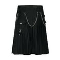 thumbnail image 3 of HOOMEUMY Men's Gothic Kilt Scottish Festival Black Utility Mini Skirts with Chain Punk Style Daily Wear Fashion Kilt Black 12, 3 of 4