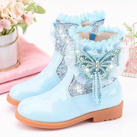 

TOWED22 Baby Boots Real Leather Fringe Baby Booties for Girls Boys Winter Warm Snow Boots with Tassels Hard Sole Lined Toddler Moccasins Shoes Blue