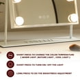 thumbnail image 4 of VANITII GLOBAL 14.5" x 18.9" Vanity Makeup Mirror with Lights Tabletop Metal White, 4 of 8