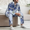 thumbnail image 7 of Salouo Turtle with Blue Stones Print Button-Front Long Sleeve Pajama Set for Men, Soft 2Pjs Men's Long Sleeve Sleepwear-Medium, 7 of 7