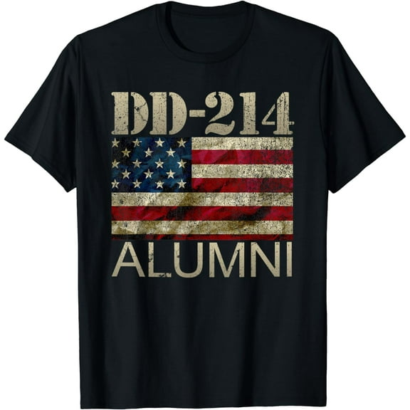 DD-214 Alumni Military Veteran Vintage American Flag T-Shirt