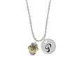 thumbnail image 2 of Delight Jewelry Goldtone Star of David with Blue Crystal Spinner Silvertone Script Initial Disc - P - Charm Necklace, 20"+3", 2 of 4
