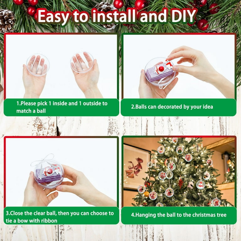 24 Pack Glass Ornament Balls, Fillable Ornaments for DIY Craft Projects