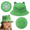 thumbnail image 3 of Cute Cartoon Frog Bucket Hat for Women & Men, Breathable Polyester Sun Hat with Wide Brim for Spring/Summer Outdoor Travel, 3 of 10