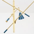 thumbnail image 2 of Adjustable Triennale 3 Arms Chandelier Brass, Stilnovo Style, Three Hues of Blue Mid Century - Modern - Industrial - 3 Light - 3 Arm, 2 of 4