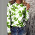 thumbnail image 2 of Pompotops T-shirts Décontractés à Manches Longues pour Femmes Imprimé St. Patrick Col Rond Chandail Tops Liquidation, 2 of 5