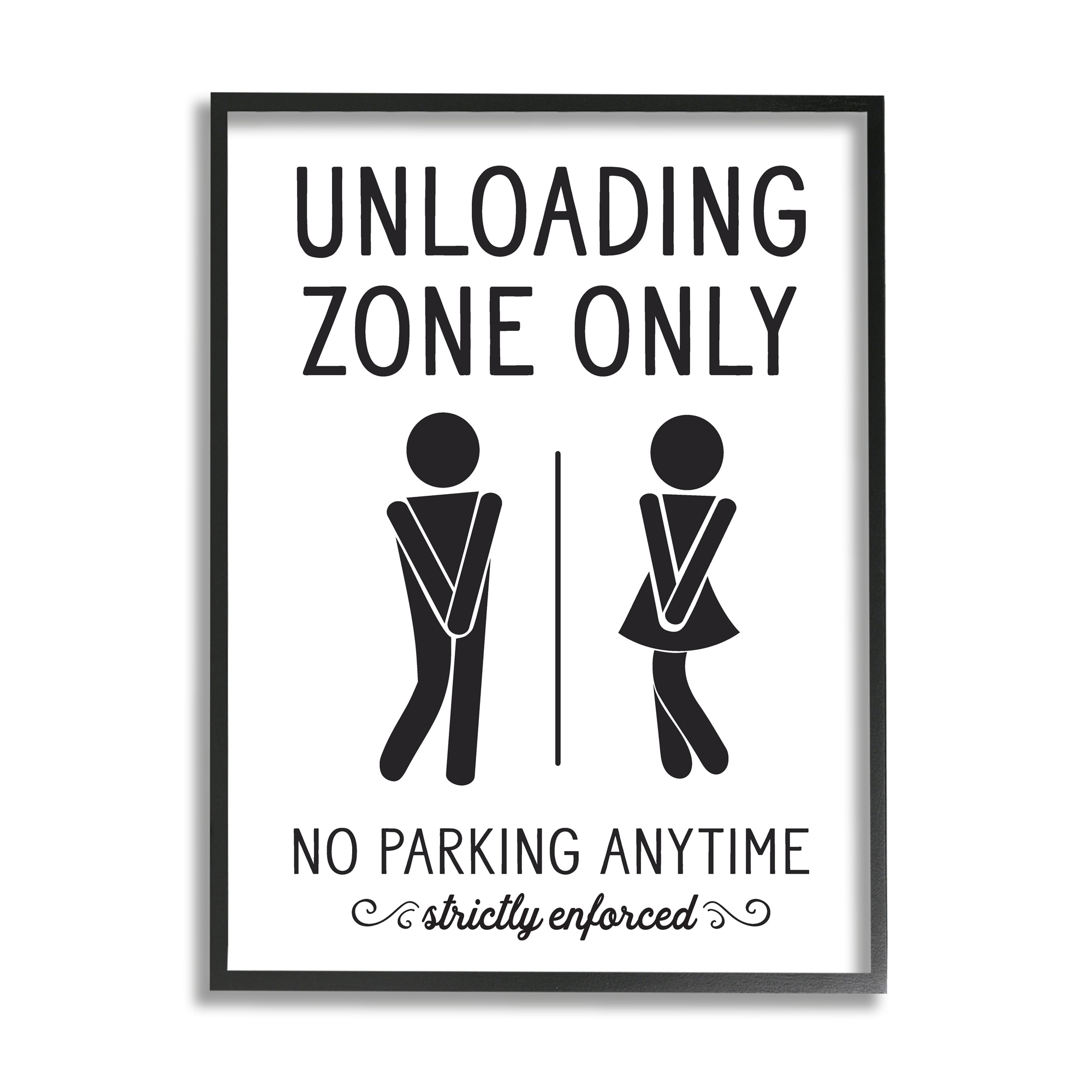 Stupell Industries Unloading Zone Witty Bathroom Symbols Casual Sign Graphic Art Black Framed Art Print Wall Art, Design by Lettered and Lined