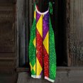 thumbnail image 2 of Dresfit Women's Mardi Gras Jumpsuit Sleeveless Adjustable Strap Romper 2026 Wide Leg Patchwork Carnival Overalls Petite Holiday Graphic Loungewear Gray L, 2 of 4