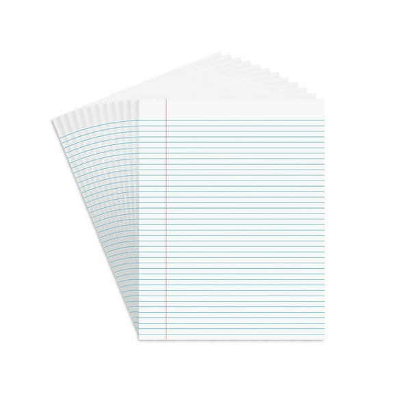 Staples Notepads 8.5" x 11" (US letter) Narrow Ruled White 50 Sheets/Pad Dozen Pads/Pack (ST57420)