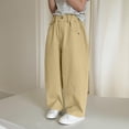 thumbnail image 5 of Riecok Wide Leg Pants for Boys Elastic Waist Pants Lightweight Solid Pull on Trousers Casual Outerwear with Pockets, 5 of 8