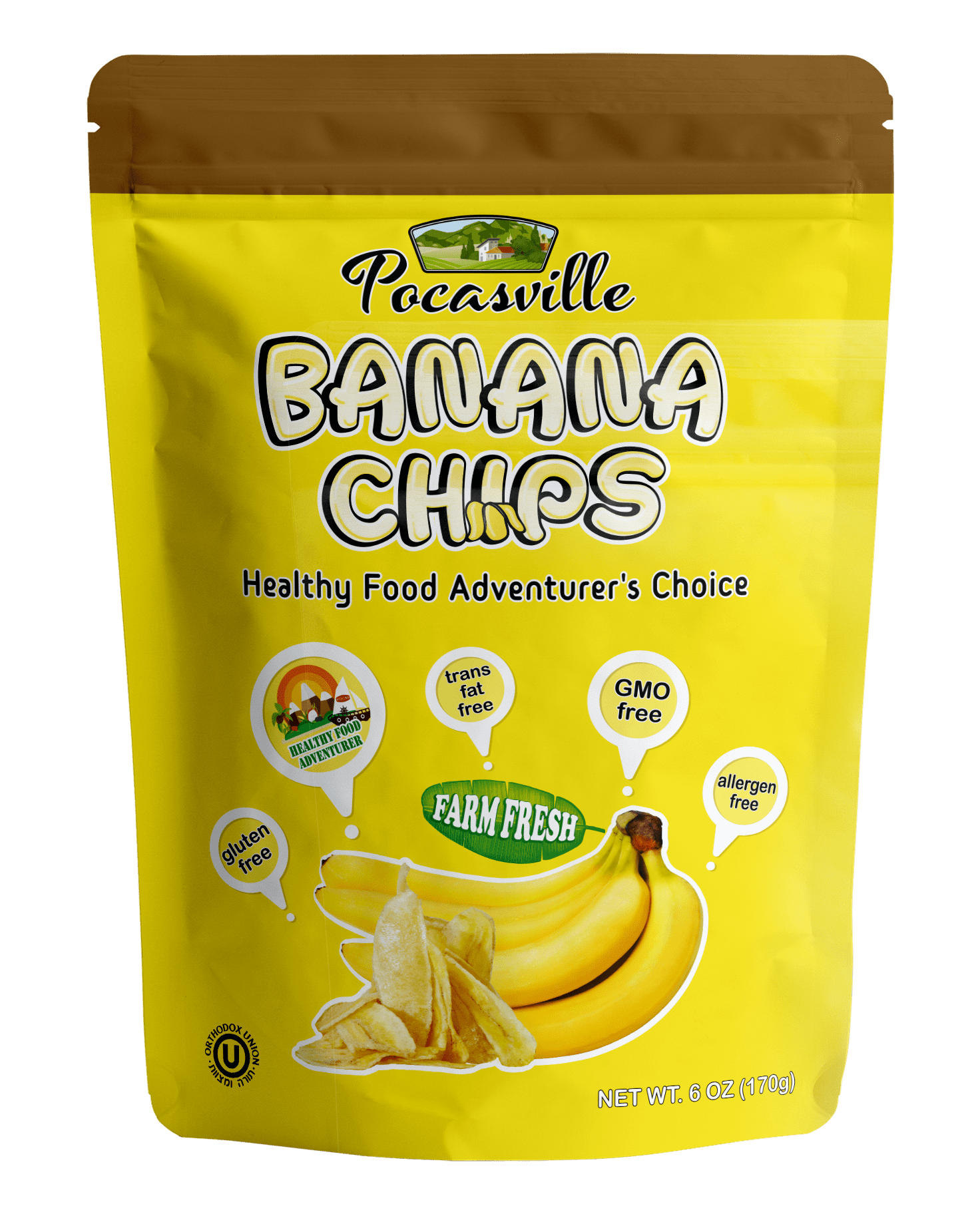 Pocasville Farm Fresh Banana Chips, 6 Ounce (Pack of 2)