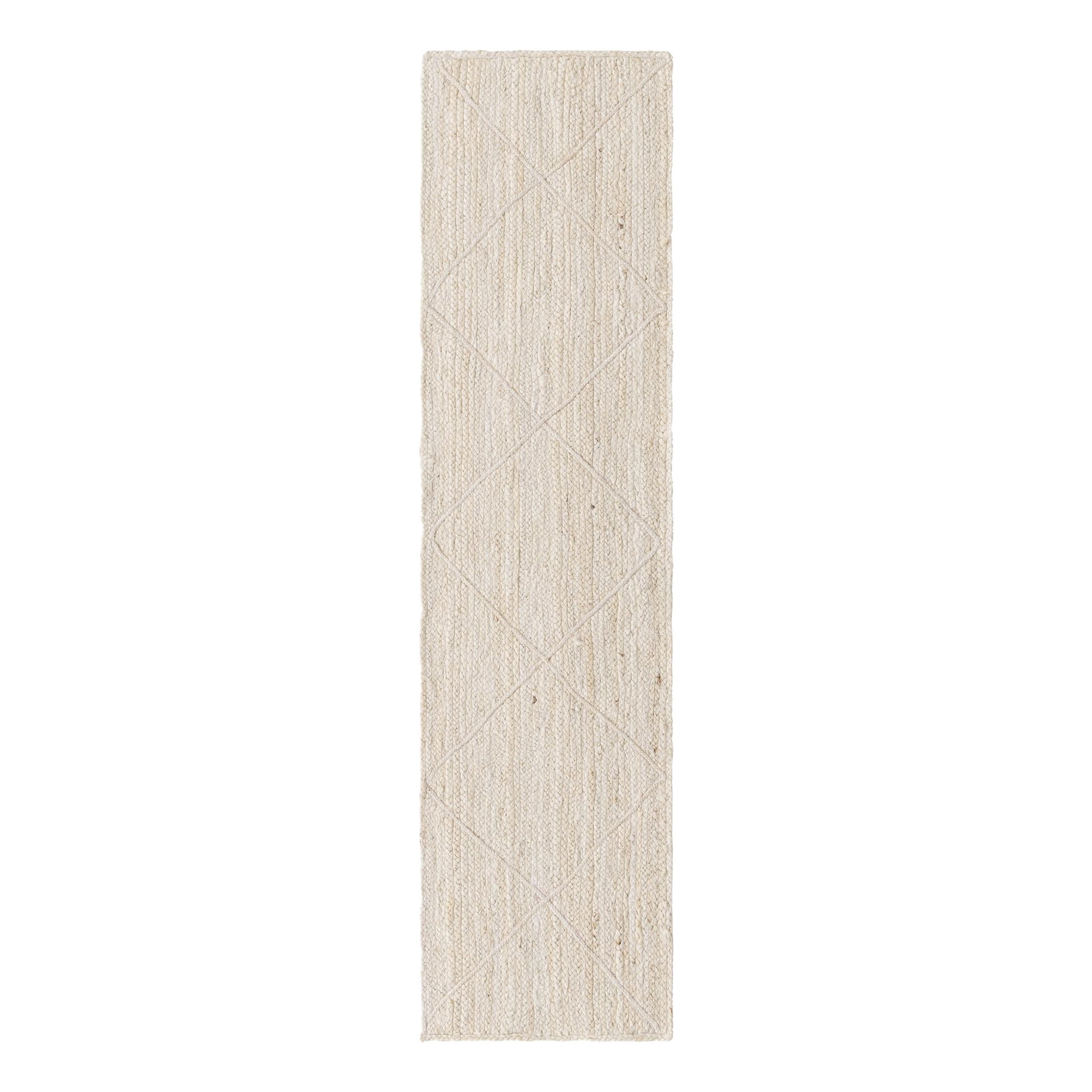 Unique Loom Braided Jute Collection Area Rug - Trellis (2' 2" x 8' 2" Runner Ivory)