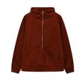 thumbnail image 5 of Resicozy Women Cropped Raglan Half Zip Hoodie Long Sleeve Pullover Slim Casual Street Fall Sweatshirts with Pockets Wine XL, 5 of 6