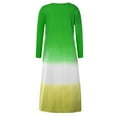 thumbnail image 4 of ITSAME Womens Plus Size Dress, Color Block Casual Loose Long Sleeve Pullover Cotton Long Dress Green M, 4 of 4