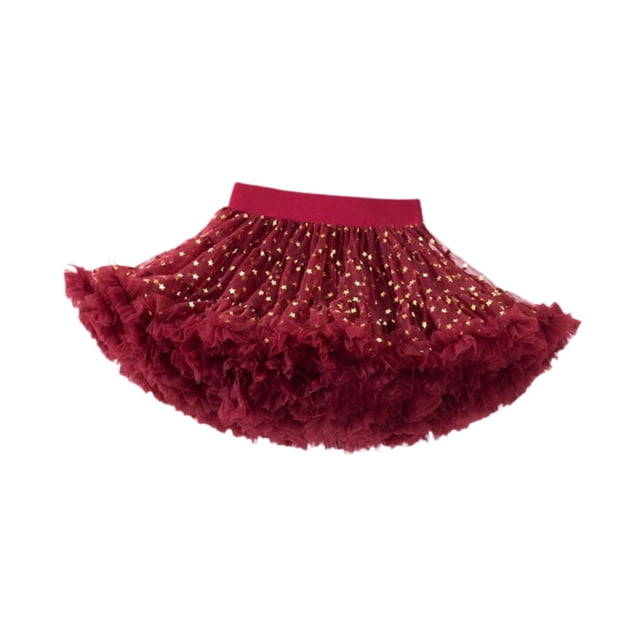 Falda tutú para niñas Ropa de baile para niños Vestido de princesa Falda de malla Faldas de baile Rojo S