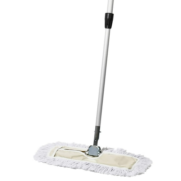 Tidy Tools Commercial Floor Sweeper, 18 inch Dust Mop Head for Hardwood Floors, Cotton Reusable Head, Extendable Handle, Industrial Dry Mop for Floor Cleaning & Janitorial Supplies