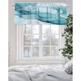 thumbnail image 5 of Marble Texture Valances for Windows Watercolor Blue Wave Abstract Art Valance Rod Pocket Light Filtering Short Window Treatments Curtains for Kitchen Bathroom Living Room Bedroom, 42 x 12 Inch, 5 of 7