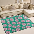 thumbnail image 2 of Dreamtimes Shells Mermaid Word On Green Lightweight Carpet Mats, 6'8" x 4'10" Area Soft Rugs Floor Mat Rug Home Decoration for Kids Room Living Room, 80"x 58", 2 of 6
