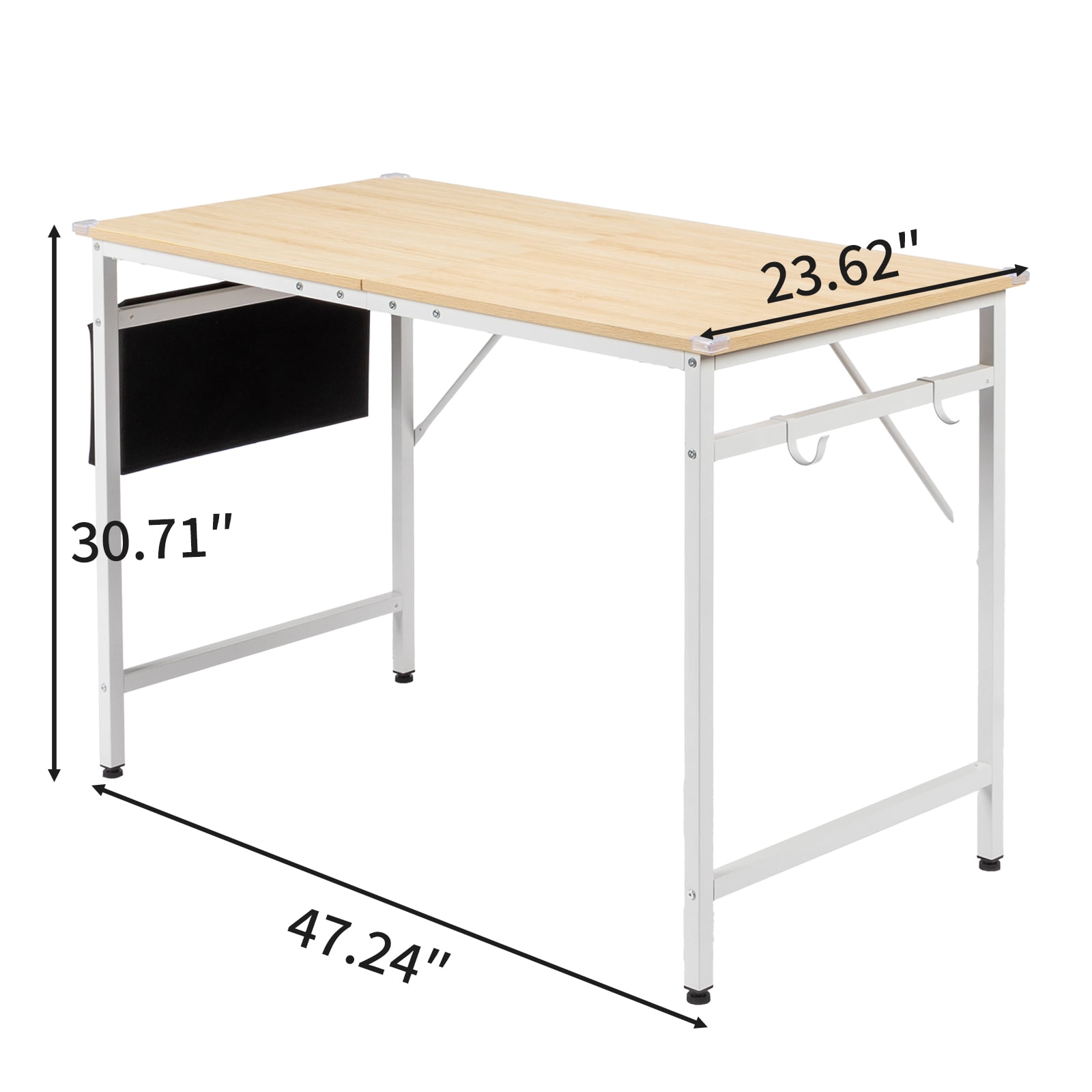 Computer Desk, Particle Board with Under-Desk Storage Shelf, Sturdy Iron Frame, Flat-Pack Design for Home Office/Gaming/Study Room