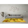 thumbnail image 3 of Ahgly Company Machine Washable Indoor Square Patchwork Yellow Transitional Area Rugs, 6' Square, 3 of 4