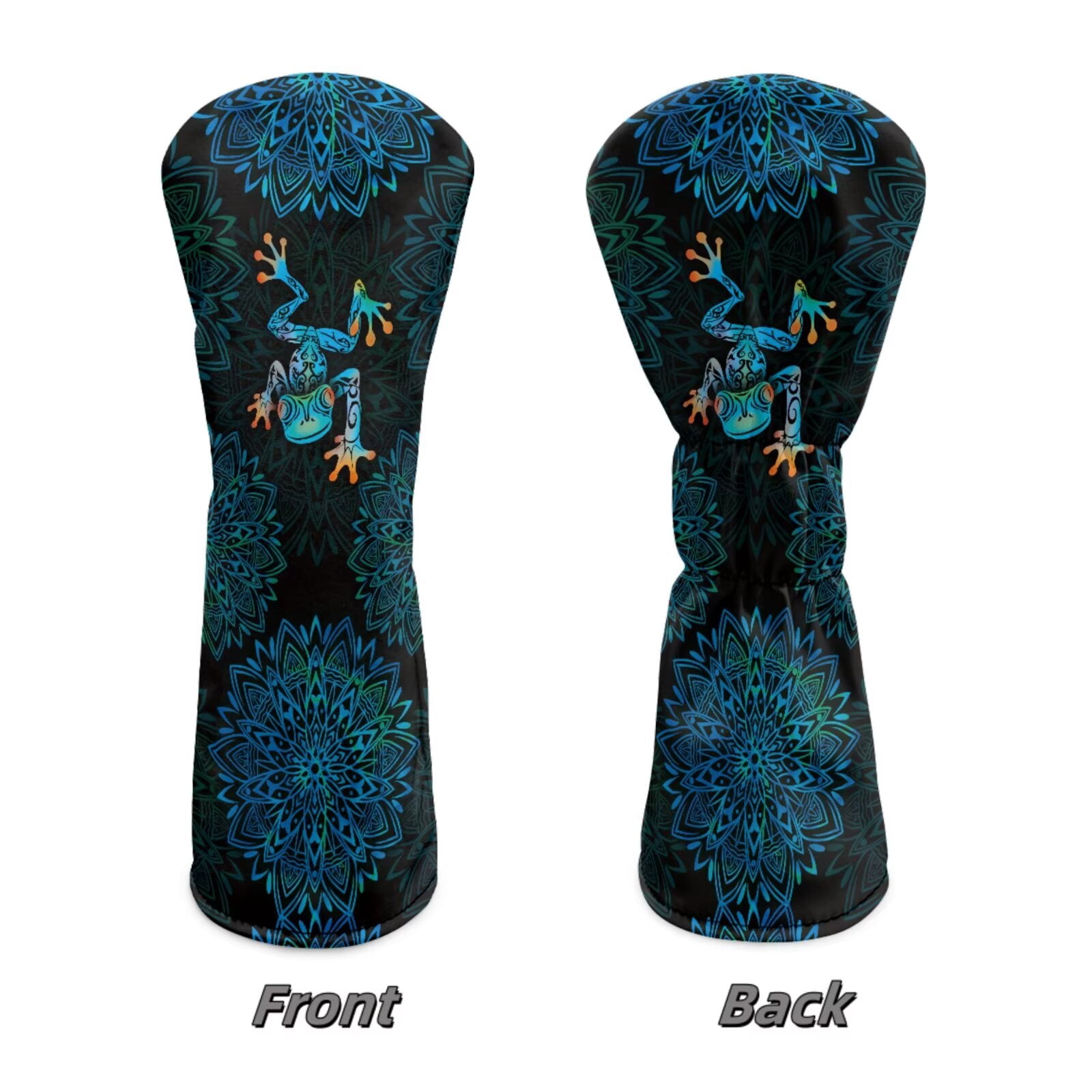 Uorisanigo 3 Pieces Golf Club Covers, Fairway Wood Head Cover, Driver Headcover, Waterproof PU Blue Boho Manlada Frog Head Covers for Golf Cubs with Soft Lining for Extra Club Protection