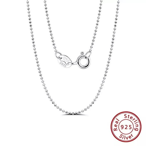 925 Italian Solid Sterling Silver Bead Ball Chain Necklace Chain Unisex N11