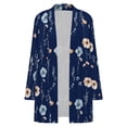 thumbnail image 4 of Women's Plus Size Navy Floral Cardigan, Long Sleeve Open Front Tunic with Pockets, 4 of 8
