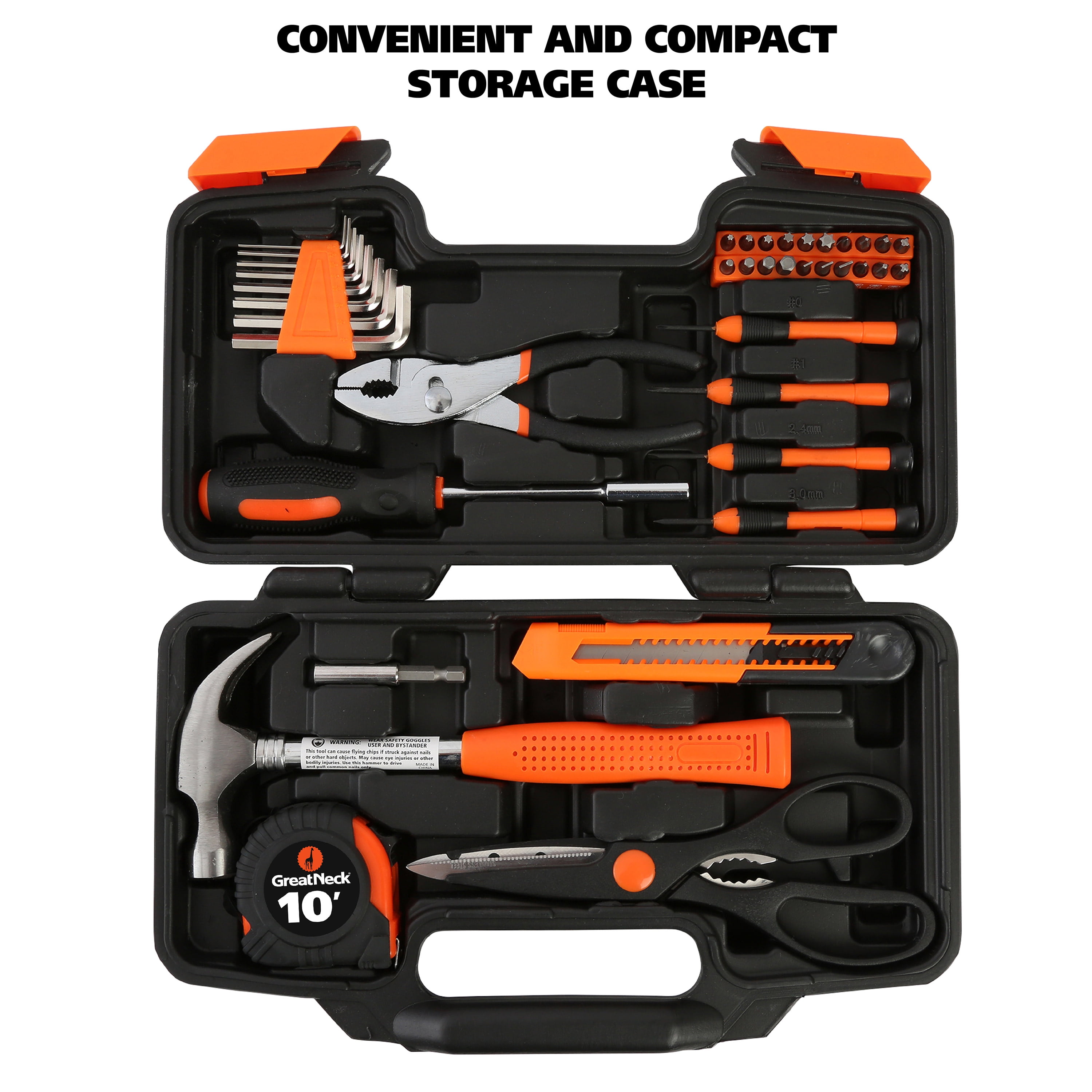 Great Neck Homeowner's Tool Set, 39 Pieces, for Routine Home Maintenance
