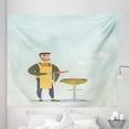thumbnail image 1 of BBQ Tapestry, Man Cooking Barbecue Steak Grilling Father Family Gathering Apron Food Illustration, Fabric Wall Hanging Decor for Bedroom Living Room Dorm, 5 Sizes, Multicolor, by Ambesonne, 1 of 1