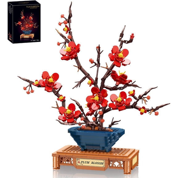 Remocguys Plum Blossom Flower Building Block Set Compatible with Lego Botanical Home Decor for Adults 736 Pcs